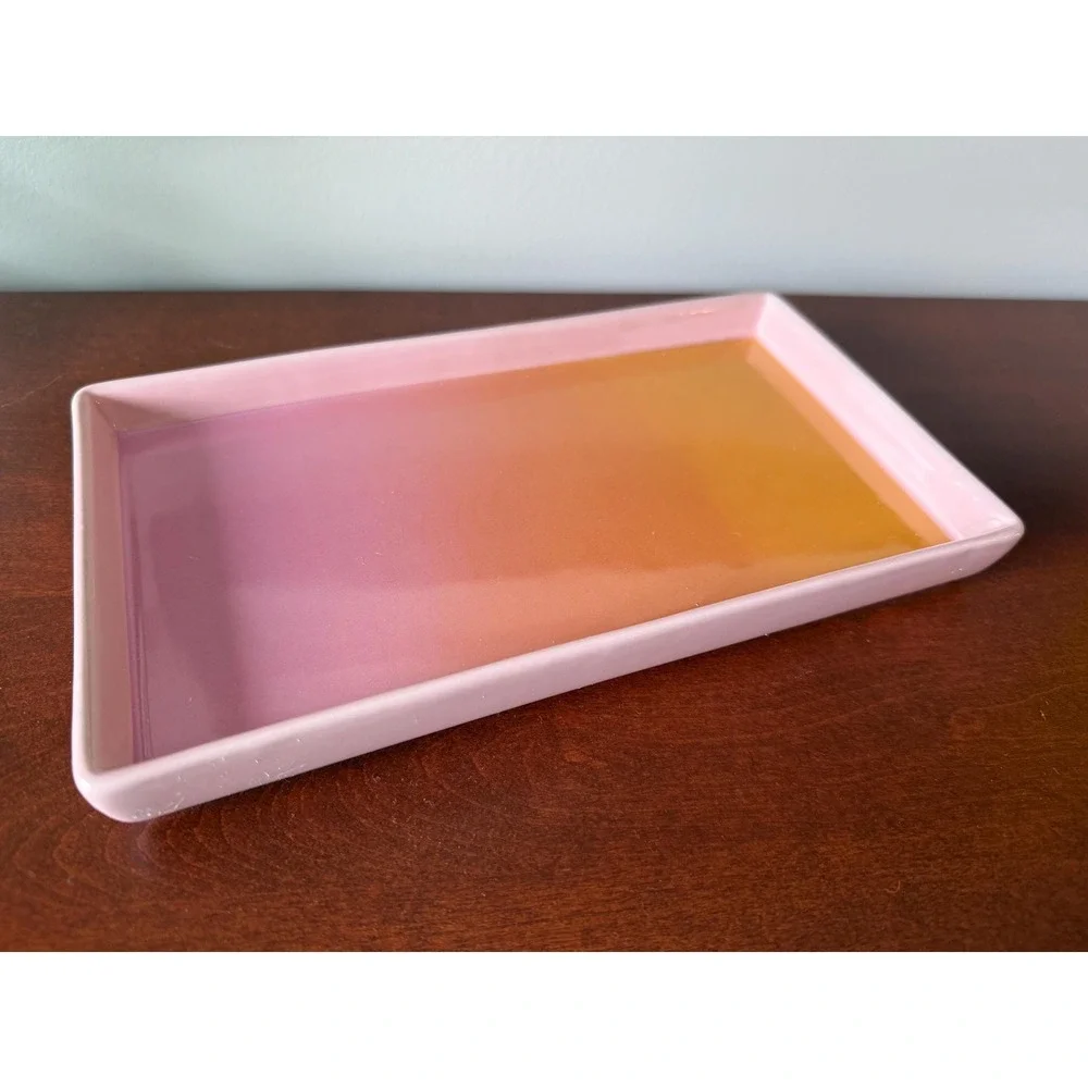 Ombré Sunset Trinket Tray: 9x5 inch Decorative Tray